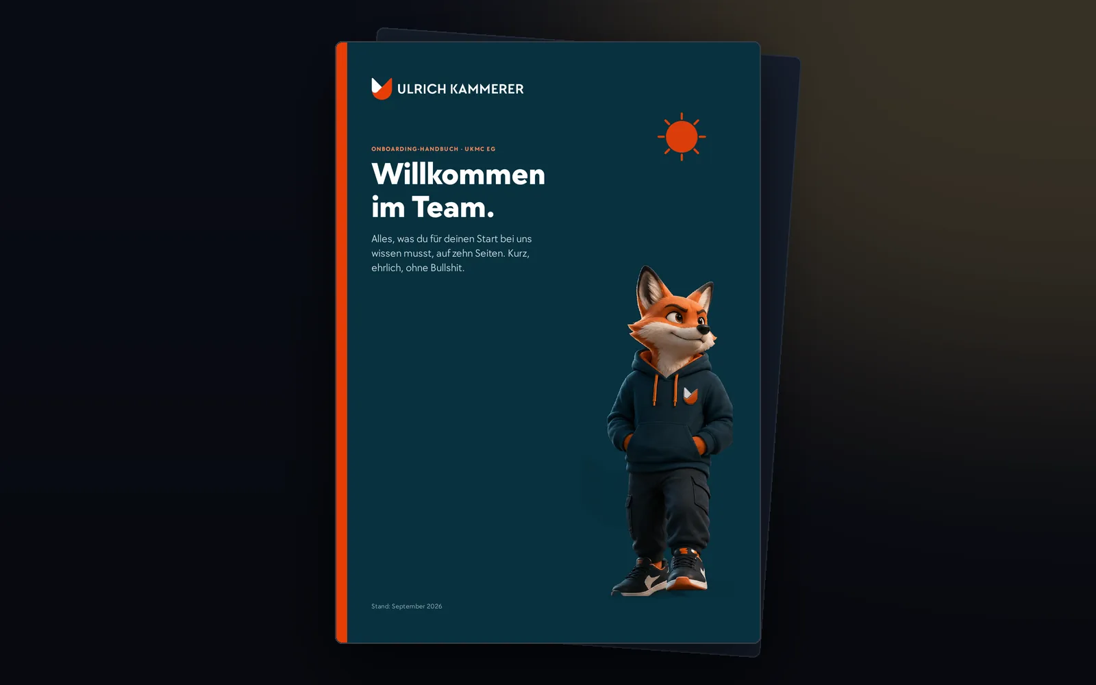 Titelseite des Onboarding-Handbuchs der Ulrich Kammerer Akademie: Willkommen im Team